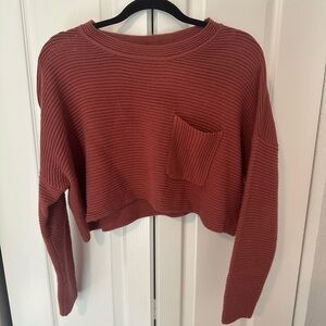 Rust Cropped Knit Sweater